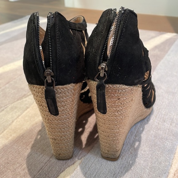 Prada Cage Black Suede Sandals size 40 Espandrilles - Picture 3 of 5